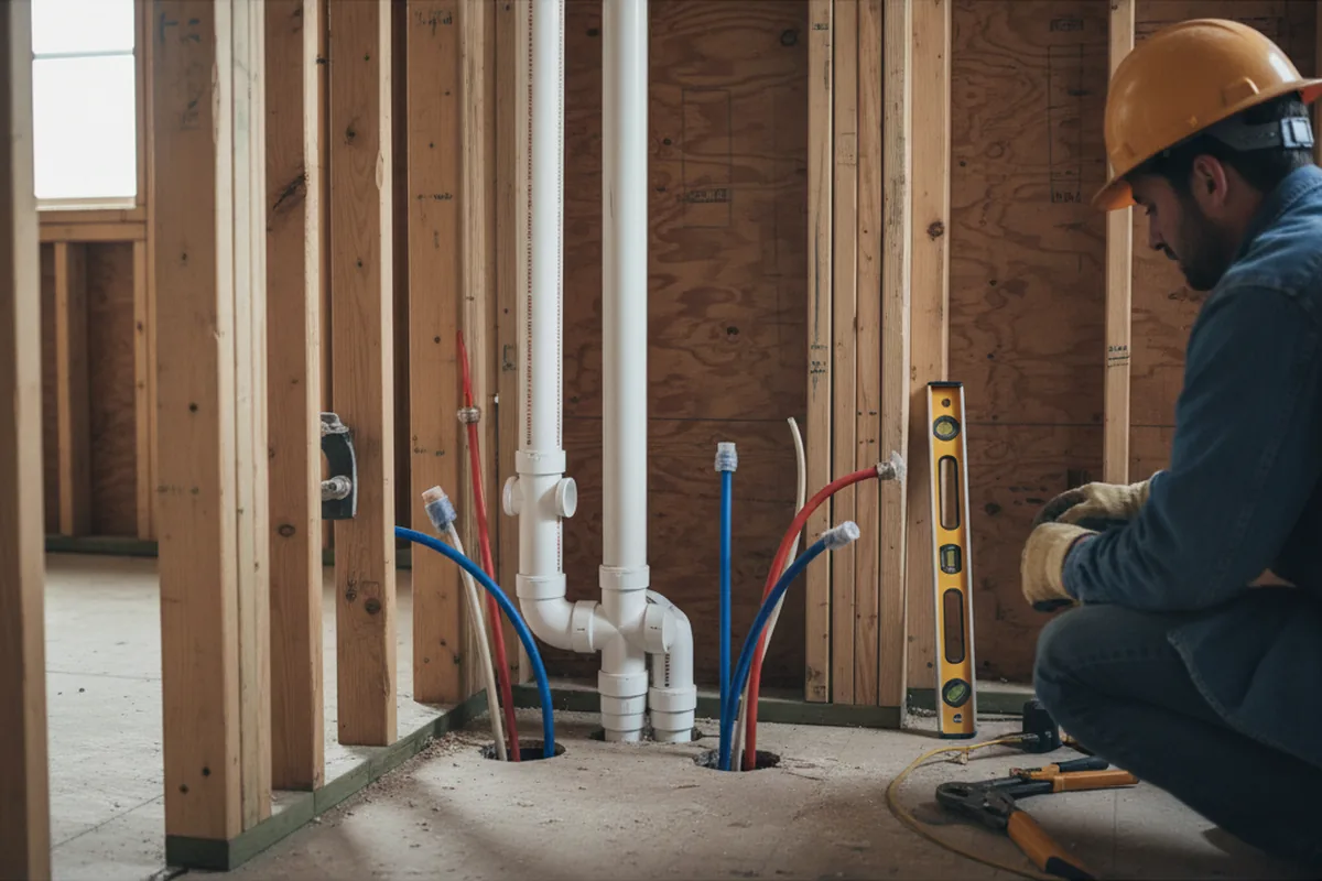 Drain and supply rough-in during Leak Detection in Miller